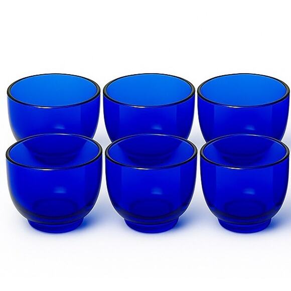 Set Of 6 Vintage Hazel-Atlas Cobalt Blue Juice Whiskey Glasses 2.5” 1930s-40s - Picture 1 of 4